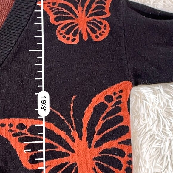 Nikkak Black Sweater Orange Butterflies Juniors XS - Picture 7 of 8